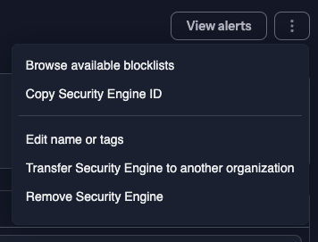 Security Engine details page