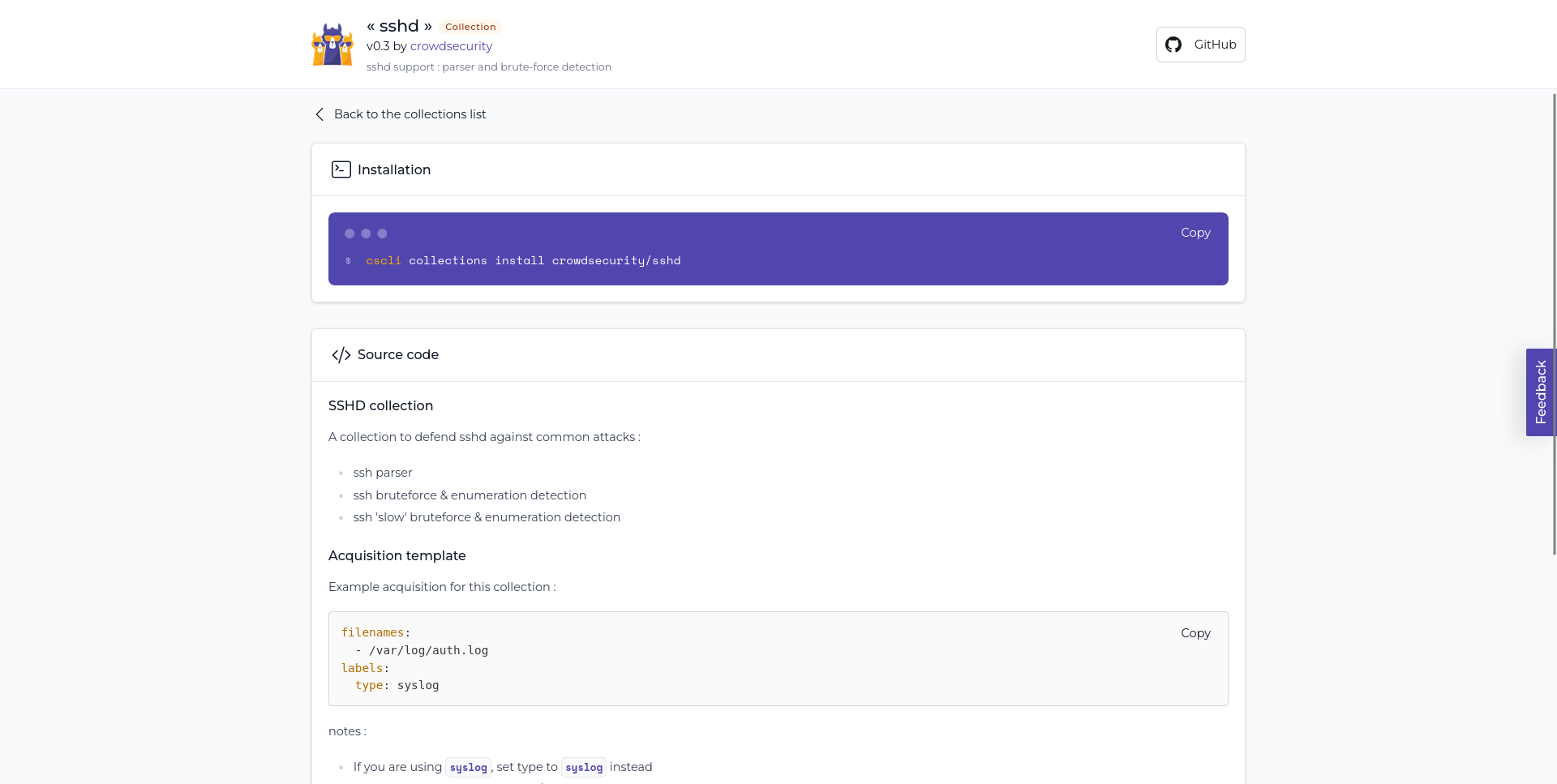 CrowdSec sshd collection